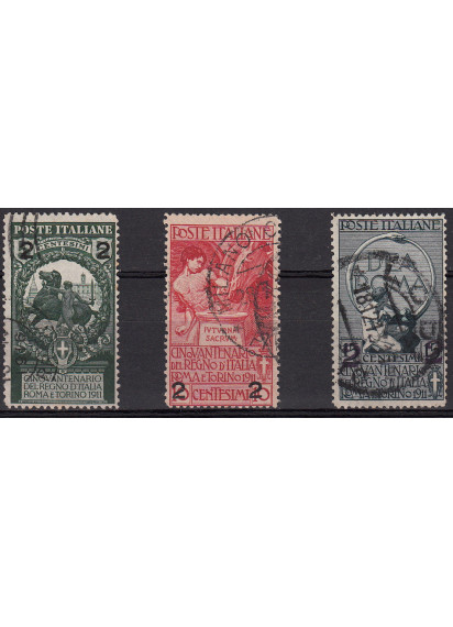 1913 Francobolli del 1911 soprastampati 3 Valori Serie Usata Sassone 99-101